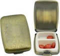 Stephanie Imports Set of 2 Victorian-Style Rectangular Dual-Compartment Pill Organizers with Secure Latch and BPA-Free Divider