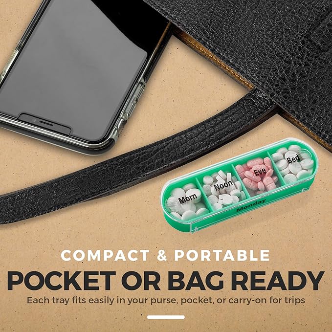 MEDca Weekly Pill Organizer, Four Times-a-Day, 1 Dispenser with Stackable AM/PM Compartments (Case of 40)