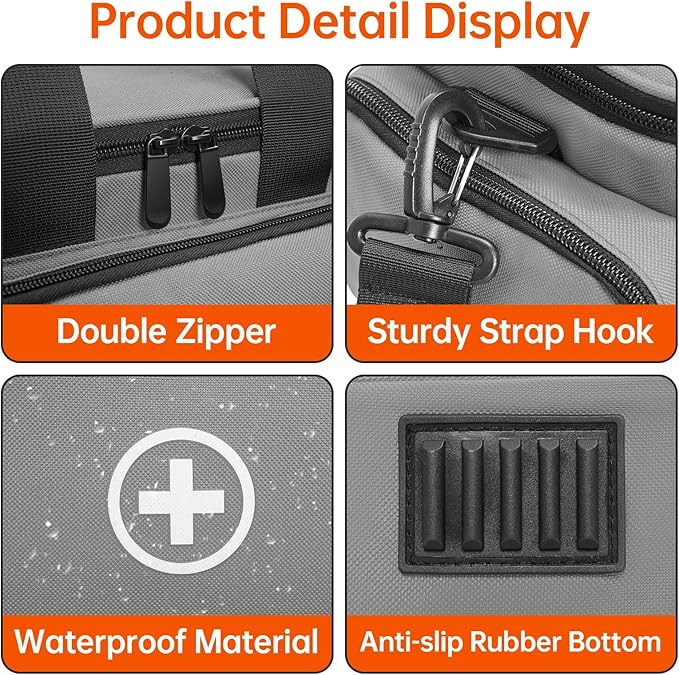 Medicine Storage Bag, Pill Bottle Organizer with Portable Small Pouch, Medication Bottle Organizer Empty with Shoulder Strap for Home Storage and Travel