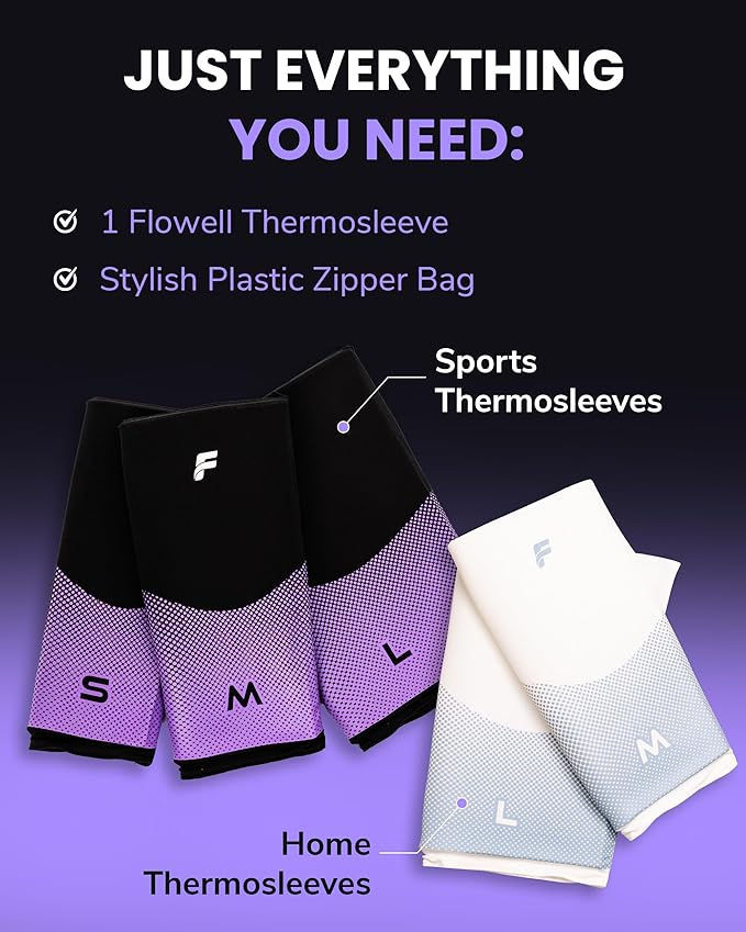 Flowell Sport Thermosleeve - Dual-Temperature Heat Pack or Ice Sleeve for Arm with Hydrogel - Versatile Hot & Cooling Pad Joint Wraps & Muscle Compression - Single, Small