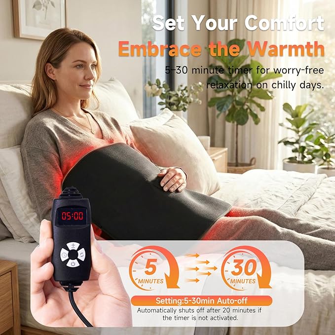 Novalume XL Full Body Red Light Therapy Mat 360 LEDs, Extra Large 39.4'' x 23.6'' Red Therapy Blanket Pad with Heat, 660nm 850nm Light Therapy for Post-Workout Relaxation, Bed Back Waist Use