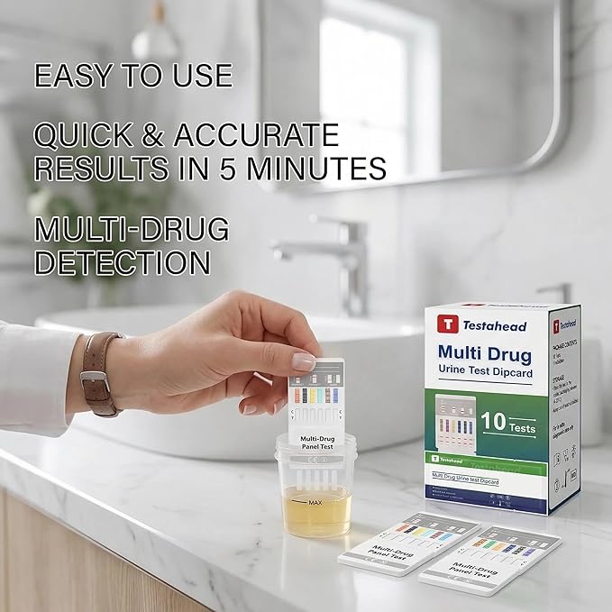 Drug Test Kit 10 Pack, Home Drug Tests, 6 Panel Drug Test Urine, Tests for Marijuana (THC),COC,OPI 2000,AMP,BZO,MET