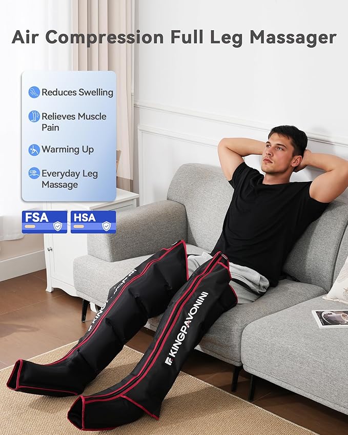 KingPavonini Leg Compression Massager for Circulation, Professional Air Compression Boots, Sequential Full Leg Massager for Circulation and Pain Relief FSA, Recovery Boots for Athletes Men Women