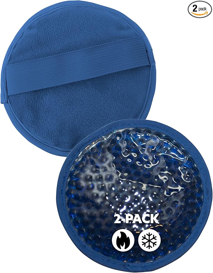 Alpi Circle Plush Gel Ice Packs Reusable & Microwavable – 4”x4” Small Ice Packs for Adults – Hot or Cold Eye Mask with Beads - Plush Comfort for Muscle Aches & Minor Discomfort – Blue
