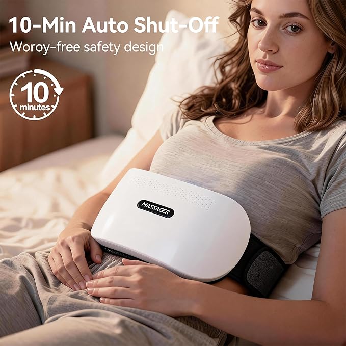 Bian-Stone Abdominal Massager with Heat - Dual Disc Electric Belly Fat Machine for Period Pain & Bloating Relief, Stomach Massager to Aid Digestion & Gas, Constipation Comfort