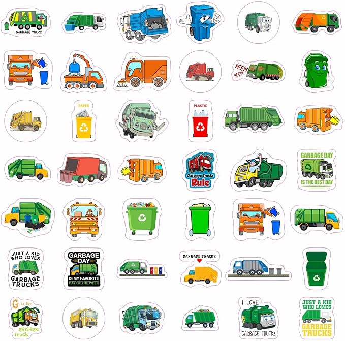 BulbaCraft Garbage Truck Stickers, Trash Truck Stickers, Garbage Party suppliess, Gifts for Women & Men