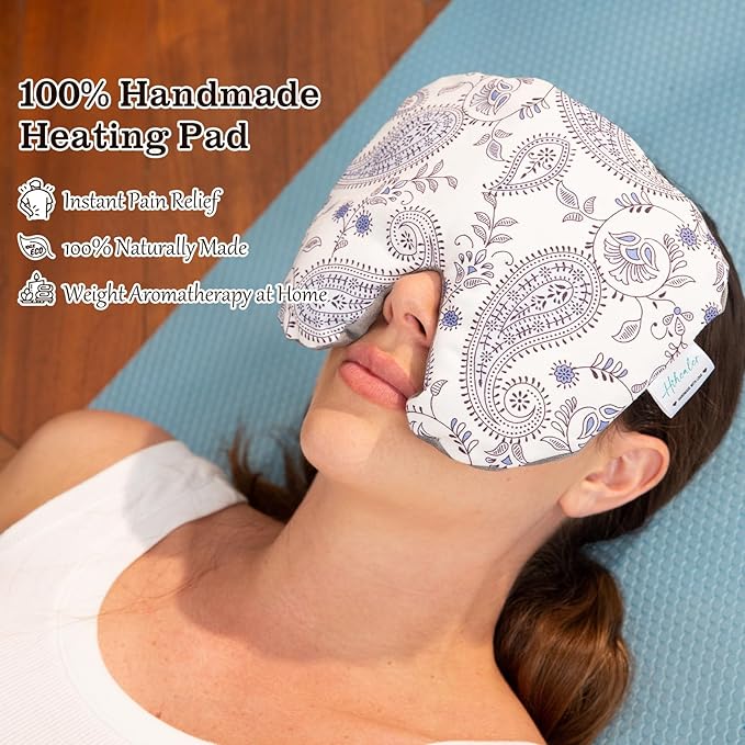 Weighted Sinus Mask, Warm Cold Compress Eye Mask for Dry Eyes, Migraine, Sinus Pressure Relief, Stress, Eye Pillow Microwavable Face Heating Pad for Puffy Eyes, Self-Care Gifts for Women (8x7 Inch)