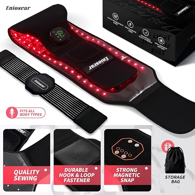 Red Light Therapy Belt, 7500mAh Cordless Infrared Light Therapy for Body, 3-in-1 660nm&850nm, with Elastic Band & Storage Bag