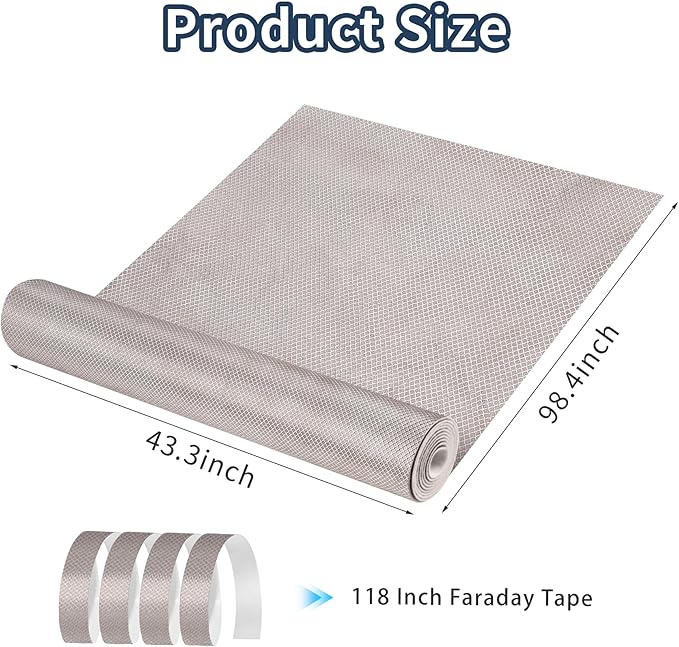 Faraday Fabric Military Grade Fabric 98×43 inch Nickel Copper Faraday Cloth for WiFi, GPS