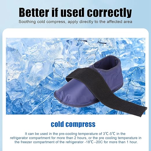 Comfortable Cold Ice Pack Slippers for Feet - Reusable Foot Ice Packs Quick Cooling Relief