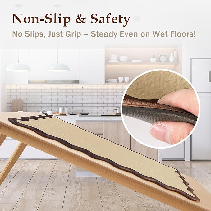 Scalloped Kitchen Mats Rugs Sets of 2 Cushioned Anti Fatigue Floor Mat Waterproof Kitchen Rugs Non Slip Foam Comfort Standing Mat for Sink Laundry, Terracota