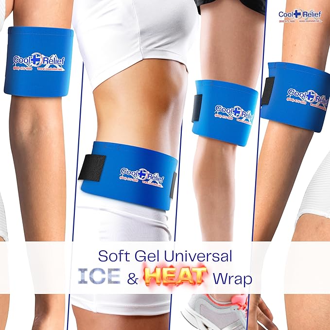 Pain Relief Ice Pack with Compression Strap for Hot & Cold Therapy - Long Lasting Reusable Gel Pack for Injuries | Use as Heat Wrap or Cold Pack for Wrist, Hand, Neck, Ankle, and Calves (6" X 12")