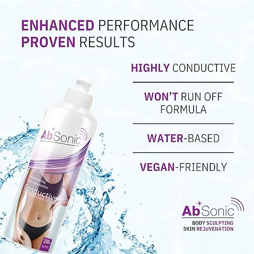 Absonic Conductive Gel for Ultrasound, Cavitation, Microcurrent, RF, TENS & EMS Devices – 2-Pack (17 oz Total) – Water-Based, Paraben-Free – Designed in France