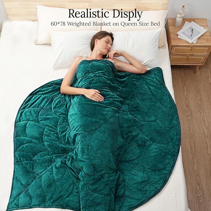 Kaisa Weighted Blanket for Adults (20 lbs,60" x 78"), Soft Heavy Blanket Machine Washable, Queen Size Weighted Blankets with Glass Beads for Couch and Bed, Green