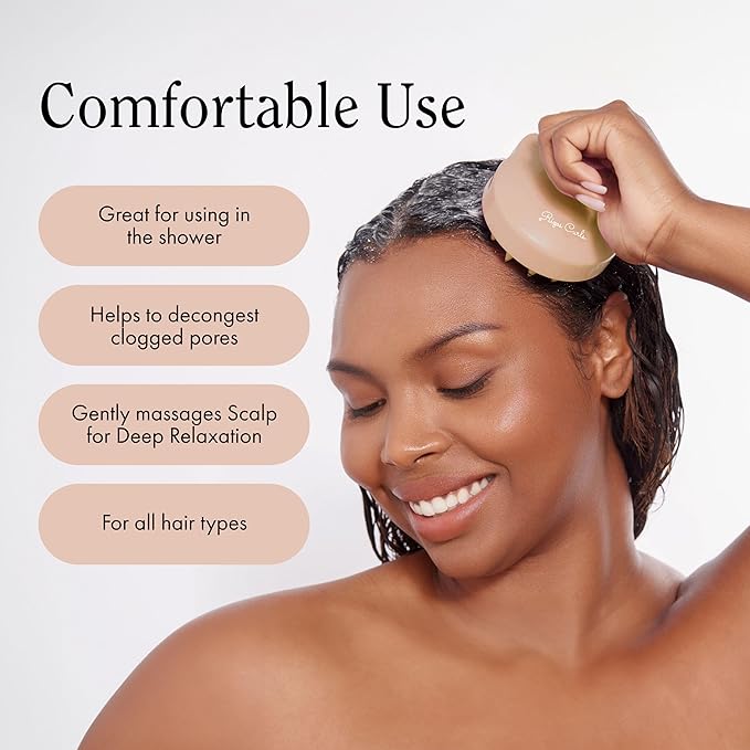 Rizos Curls Scalp Massage Brush, Remove Buildup, Stimulate Scalp Supporting Hair Health & Growth, Remove Dandruff Soothing Scalp, Comfortable Hold, Nude