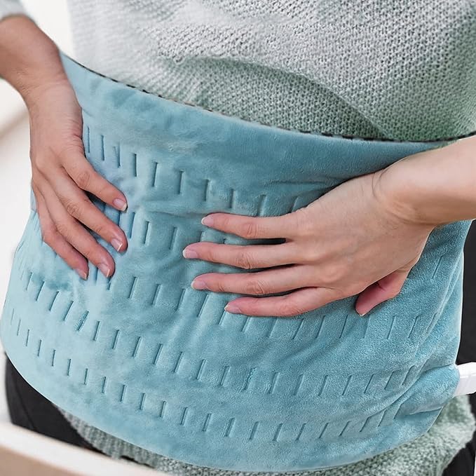 Jade Stone Heating Pad - Weighted Heating Pad for Back Pain, Muscle, Arthritis Relief, Dry& Moist Heat Therapy with 1-24H Auto-Off (8Timer),12 Heat Levels, Hot Heated Pad-Sea Glass (12 * 24)