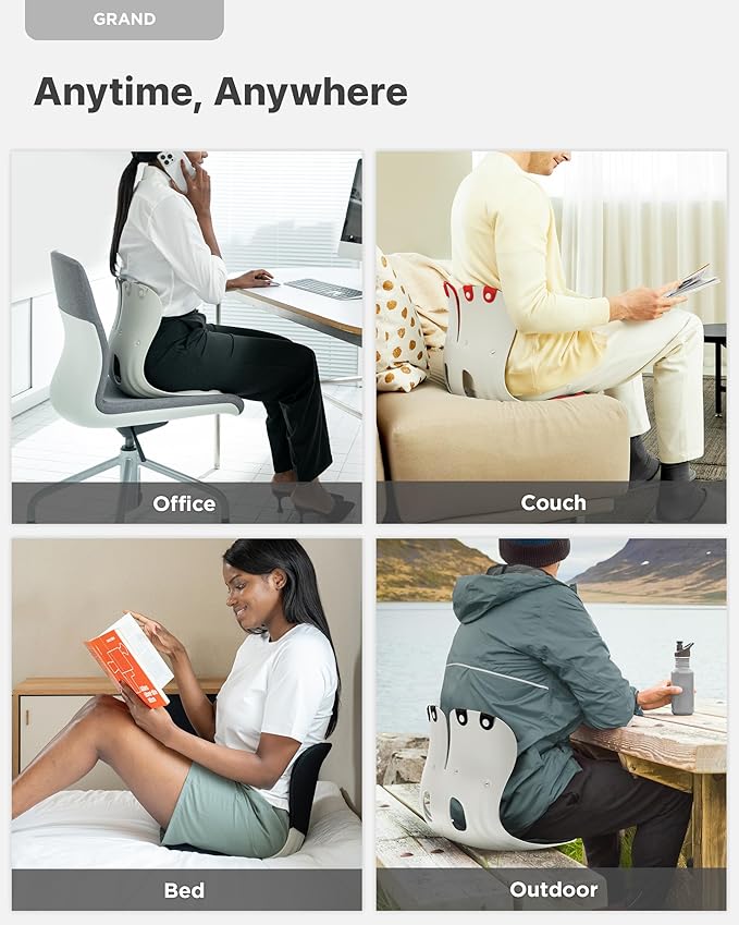 curble Grand(Extra Wide & Sturdy) – Ergonomic Back and Lumbar Support for Good Posture Correction and Back Pain Relief, Perfect for Office, Floor Seat, and Work from Home, Patented (Red)
