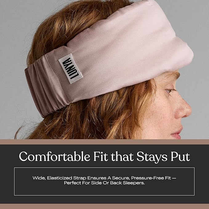 Lunya Washable Silk Sleeping Mask - Thermoregulating Mulberry Silk, Light Blocking and Comfortable Fit – Sleep Mask for Women and Men with Box - Delicate Pink - Large