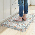KIMODE Comfort Kitchen Mats for Floor Cushioned Anti Fatigue,Farmhouse Floral Spring Sink Rug Non Slip for Laundry,Extra Thick Memory Foam Padded Standing Desk Carpet for Office,Blue/White