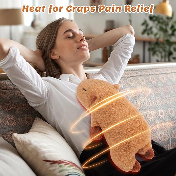 2lb Capybara Plush Stuffed Animals Microwavable Heating Pad-19'' Capybara Heating Pads for Cramps &Period Pain Relief for Women,Heatable & Coolable Stuffed Animals Bedtime Birthday Gift for Women Kids