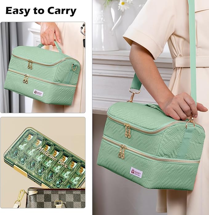 BAGSFY Travel Medicine Bag Organizer with 7-Day Pill Organizer, AM & PM Pill Box, Medication Storage, First Aid Kit Case