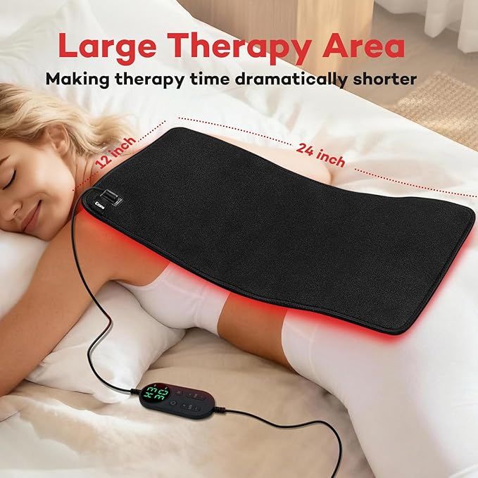 Ezona Red Light Therapy Pad for Body Pain, 24 x 12 inch Large Infrared Light Therapy with 660/ 850nm for Back Relief, High-Output 242 LEDs Light with Remote Control for Shoulder Waist Knee Muscle