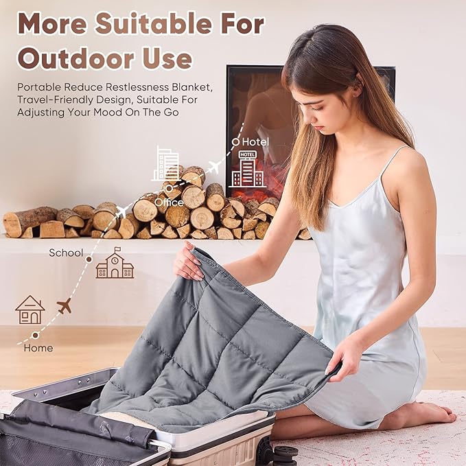 Weighted Lap Blanket for Adults 5lbs, 29"x33" Cooling Heavy Throw Blanket, Portable Travel Weighted Blankets, Soft Small Blankets Gift for Sleeping, Grey