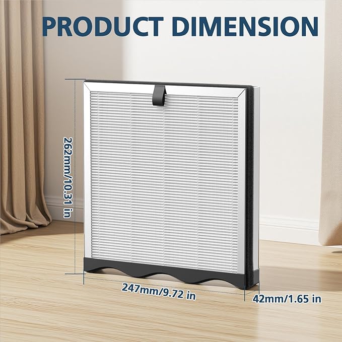 JF239 Replacement Filter for JF239 & JF268 Air Puri-fier, True HEPA 13 Filters for Home Large Room Up to 1100ft², 3-in-1 High Efficiency, Activated Carbon for Dust, Pollen, Smoke, Pet Odors, 2 Pack