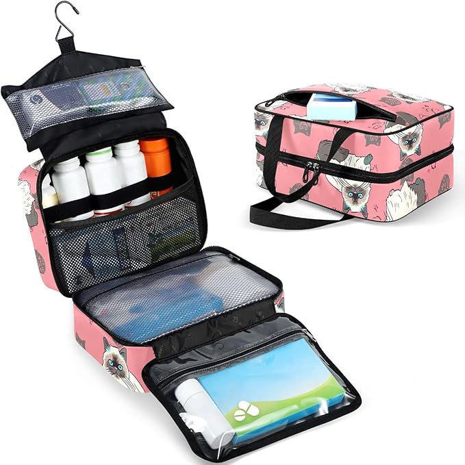 Fustylead Cute Cartoon Himalayan Cat Large Medical Storage Bag with Zipper Empty First Aid Bag Trauma Kit for Traveling Hiking Camping Backpacking