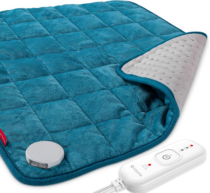 Comfytemp Weighted Heating Pad for Back & Period, 20"x24" Extra Large Electric Heat Pad, Birthday Gifts for Women Men Mom Dad & Mother Day Gift, 2.4 lb Heated Pad for Neck Shoulder Leg, 2H Auto-Off