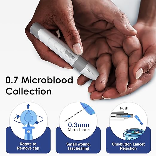 G-425-2V Blood Glucose Monitor Kit, 100 Test Strips, 100 Lancets, High Accuracy Blood Sugar Monitor, Lancing Device, Control Solution & Travel Diabetic Organizer Bag, Large Display, No Coding
