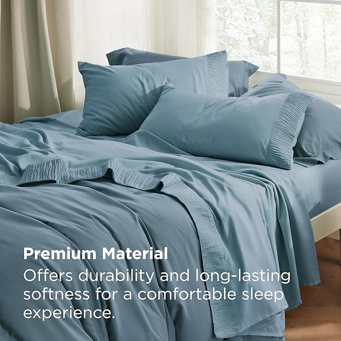 Bedsure Twin XL Sheet Sets Dorm Bedding - 3 Pieces Soft Extra Long Twin Sheets, Hotel Luxury, Easy Care Microfiber for Women, Men, Mineral Blue