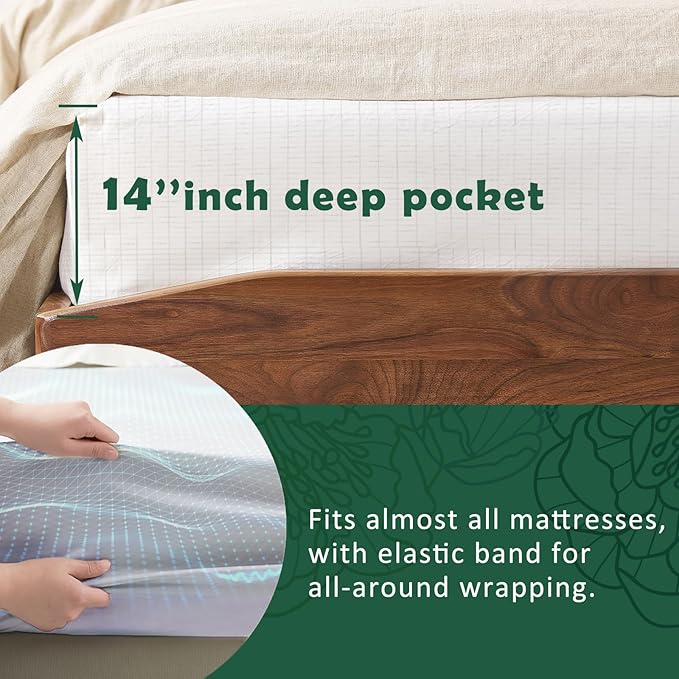 Grounding Sheet Fitted Silver Fiber Grounded Queen Size Sheets for Bed Cotton Earth Sheet with Cord (60"x80"x14",Queen,Beige)