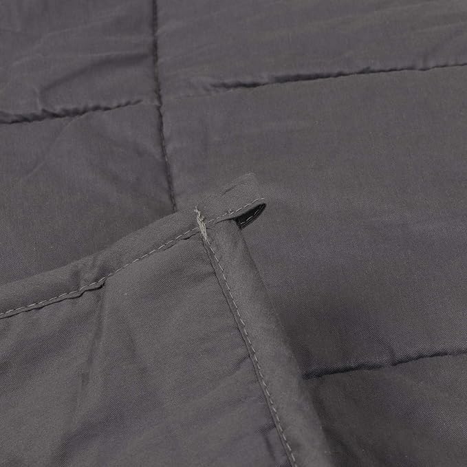 JungleA Weighted Blanket for Adults(15lbs,48"x72",100% Cotton,Grey),Cooling and Breathable Heavy Blanket with Safety Beads for Teens,Women, Men, Kids,Suitable for All-Season