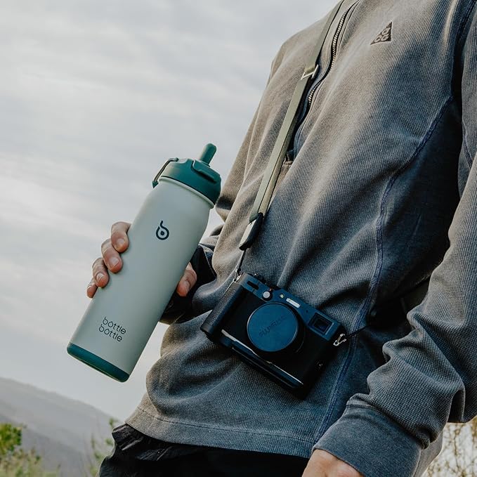 BOTTLE BOTTLE 24oz Insulated Water Bottle Stainless Steel Sport Water Bottle with Straw and Adjustable Lid Daily Pill Organizer