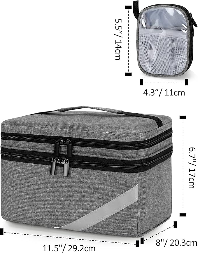 Trunab Medicine Storage and Organizer Bag Empty, Pill Bottle Organizer with Portable Small Pouch, Home First Aid Box for Emergency Medication, Supplements or Medical Kits (Bag Only)(Patent Design)