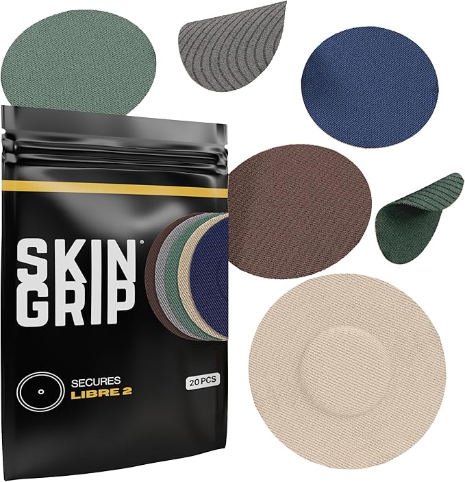 Skin Grip Freestyle Libre 2 Sensor Covers & Lingo CGM – Waterproof and Sweatproof Adhesive for 10-15 Days, Pre-Cut Medical Tape, Continuous Glucose Monitor Patch – 20 Pack, Basics Pack