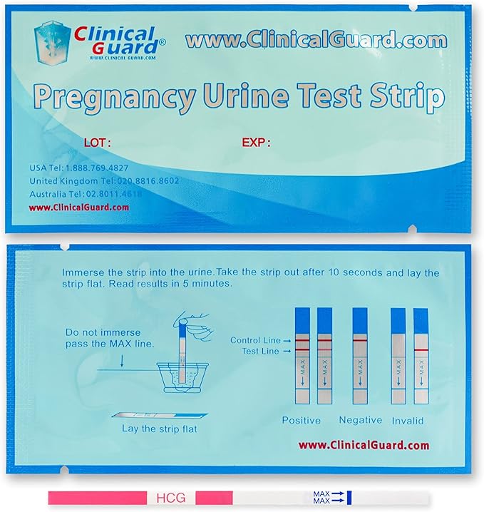 Clinical Guard Pregnancy Tests Strips - Sensitive & Accurate Measurement Within 5 mins - Early Detection Pregnancy Test Strip - Easy to Use for Home Tests - HCG Test Strip Kit - 25 Count