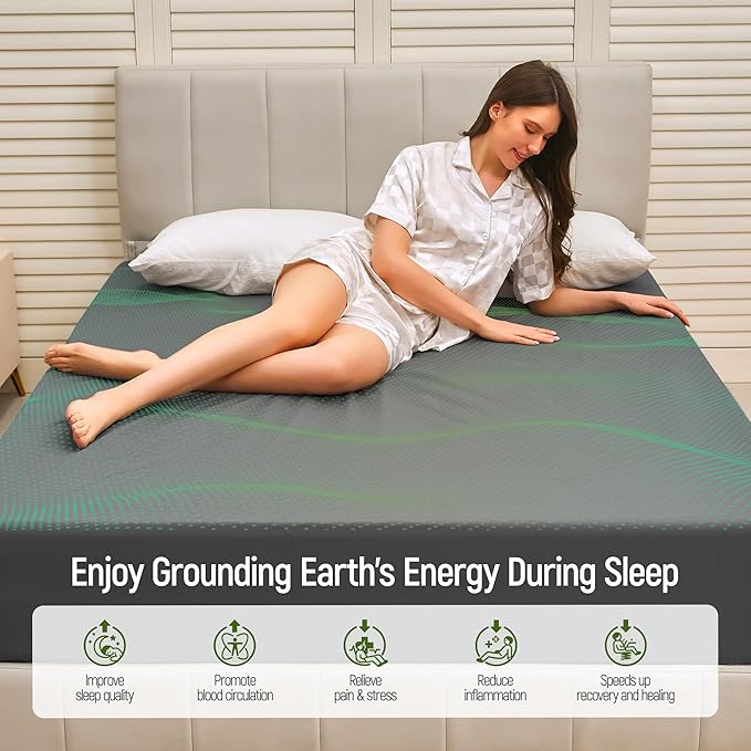 Bare Earth Grounding Sheets Twin Size - 90% Cotton + 10% Silver Fiber Earthing Sheets Grounded Well Bed Sheet - Conductive Earth Fitted Sheet for Better Sleep(Gray, Twin,35 * 75 * 15inch)