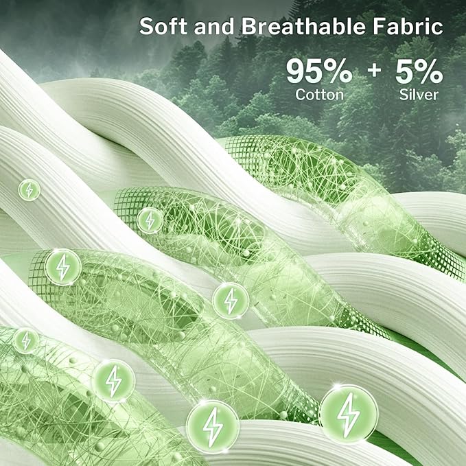 HOMLYNS RelaxRite Grounding Sheets King Size, 95% Cotton + 5% Pure Silver Fiber, Fitted Bed Sheet with Deep Pocket Up to 15'', Earthing Mattress Pad with Grounding Cord