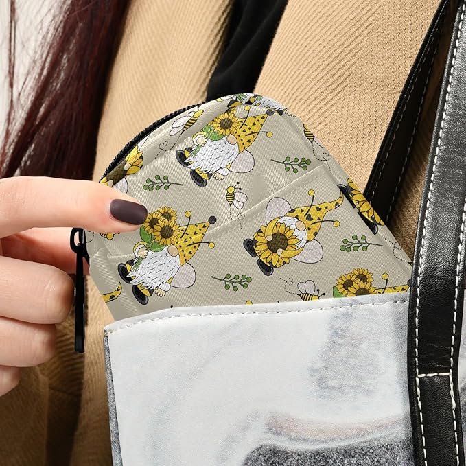 Gnome Bees Pill Box 7 Day Pill Case Travel Pill Organizer Bag with Zipper Portable Weekly Vitamin Medicine Supplement Holder Pouch Bag