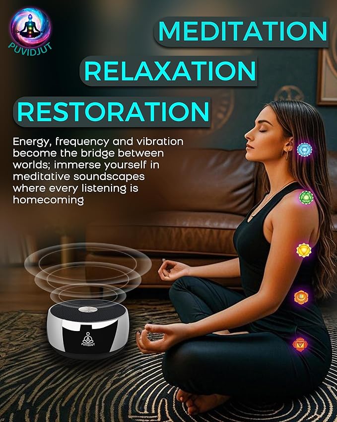 Meditation Sound Machine, Frequency Generator Instrument,PUVIDJUT Tone Device - Solfeggio Frequencies Bath for Yoga, Mindfulness,Meditation System of Chakra, 5 Tones Optional, 3 Timer Modes
