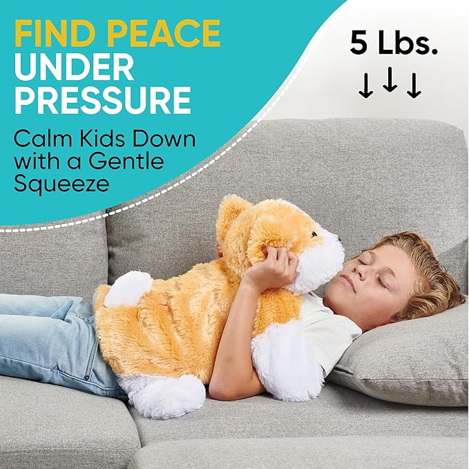 FRIENDLY CUDDLE Weighted Lap Blanket for Kids & Adults – Kids Weighted Blanket – ASD, Sensory Processing Weighted Stuffed Animals Dog Toy – Microwavable Weighted Lap Pad for Kids, 5 Lbs