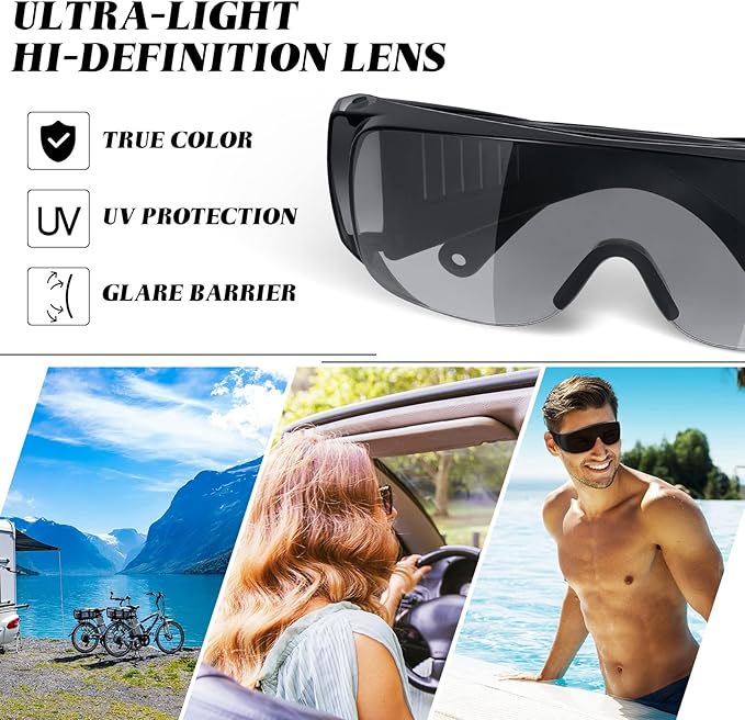Konohan 4 Pairs UV Resistant Safety Glasses Protective Tanning Goggles Eyewear Red Light Therapy Black Glasses Comprehensive Protection for Your Eyes