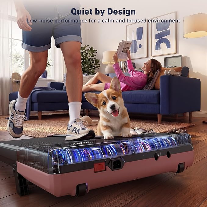DeerRun Under Desk Walking Pad Treadmill for Home & Office, 6% Manual Incline, 2.5 HP, 0.6–3.8 MPH Walking Speed, 300 lb Capacity, App & Remote Control