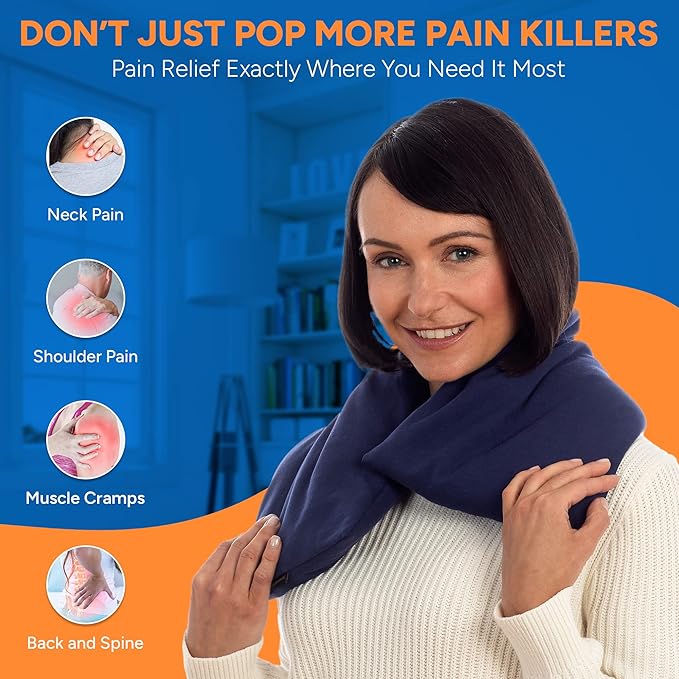 SunnyBay Microwave Heating Pad, Microwavable Heated Neck and Shoulder Wrap for Back Pain and More, Moist Weighted Beanbag Pack with Washable Cover, 29x9 Inches, 4 lbs, Unscented