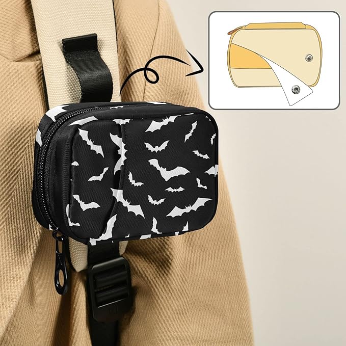 Pill Box Halloween Bats 7 Day Pill Case Travel Pill Organizer Bag with Zipper Portable Weekly Vitamin Medicine Supplement Holder Pouch Bag