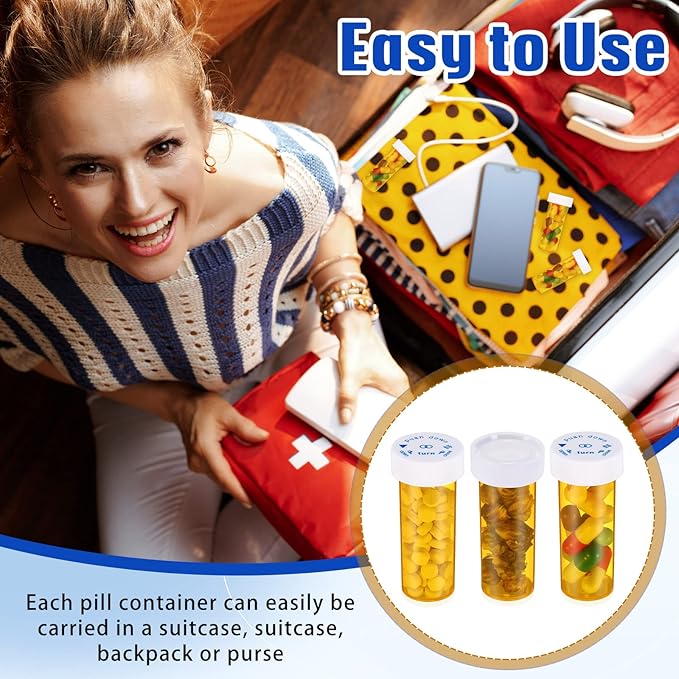 200 Pieces Empty Medicine Pill Bottles with Child Resistant Caps 6 Dram Plastic Prescription Bottles Orange Pill Container Small Medicine Bottles with Lids for Pharmacies, Doctors, and Labs, Hospitals