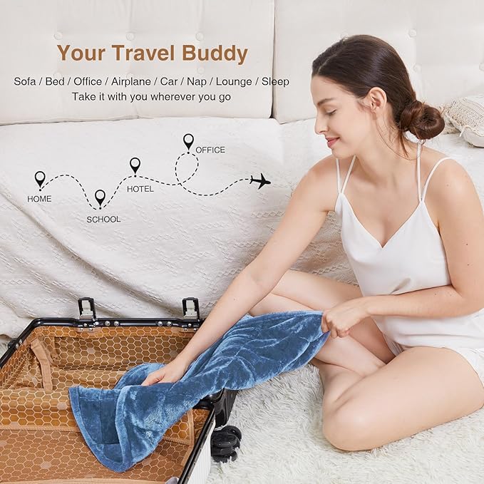 Alomidds Weighted Blanket 7lbs for Adults, Cozy Breathable Weighted Lap Blanket, Small Weighted Blanket Travel, Weighted Lap Pad for Sofa, Couch, Bluish Gray, 29" x 24"