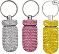 3PCS Bling Crystal Rhinestone Portable Pill Case Pill Container Waterproof Pill Holder with Keychain Glitter Travel Pill Box Small Medicine Dispenser Bottle Storage for Outdoor Camping Travel,10